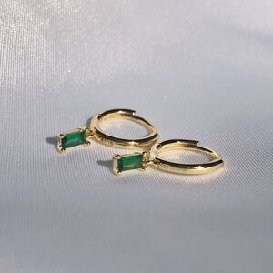 New! “Jasmine” Emerald Drop Hoop Earrings